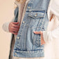 Aemi+Co Sherpa Denim Vest Jacket Denim Vests