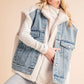 Aemi+Co Sherpa Denim Vest Jacket Denim Vests