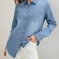 Daverri Fashions Full Size Button-Up Long Sleeve Denim Shirt Plus Size - DAVERRI FASHIONS