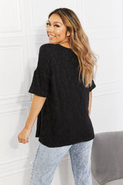 BOMBOM At The Fair Animal Textured Top in Black | Tops Daverri Fashions