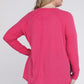 Plus Melange Baby Waffle Long Sleeve Top Plus Tops