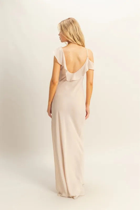 HYFVE Chiffon Ruffle Trim Midi Dress Midi Dresses