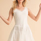 Love Drop Waist Dress: white sleeveless V-neck with tiered skirt