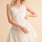 Love Drop Waist Dress: white tiered mini with lace trim