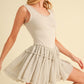 Love Drop Waist Dress: soft beige sleeveless tiered ruffle skirt
