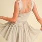 Love Drop Waist Dress: soft light gray tiered mini with fitted bodice