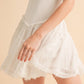 White layered tulle skirt with frayed hemline in Love Drop Waist Dress