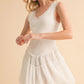 Love Drop Waist Dress: white sleeveless with scalloped neckline and tiered skirt