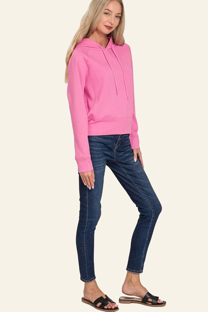 Zenana Drawstring Scuba Hoodie