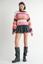 MOCK NECK STRIPED SWEATER | Sweaters Daverri Fashions