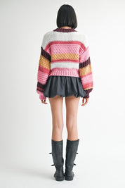 MOCK NECK STRIPED SWEATER | Sweaters Daverri Fashions