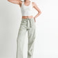 DISTRESSED WIDE LEG PANTS WASHED DENIM