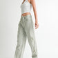DISTRESSED WIDE LEG PANTS