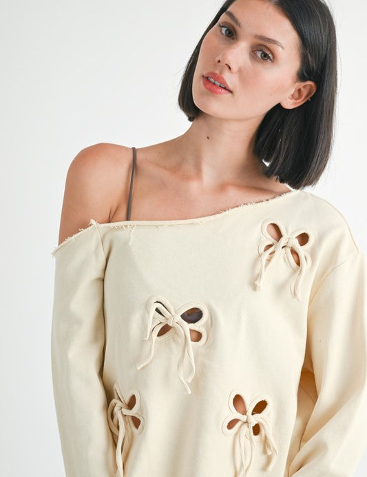 ONE SHOULDER FRENCH TERRY TOP WITH CUTOUT DETAIL