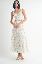 Emory Park Tiered Cotton Blue Floral Maxi Skirt