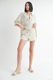 Waist Tie Striped Shorts IVORY STRIPE Bottoms