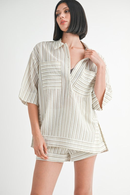 Loose Fit Striped Top IVORY STRIPE Tops