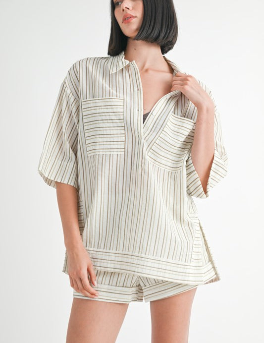 Loose Fit Striped Top IVORY STRIPE Tops