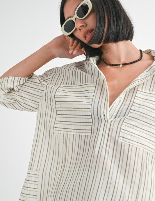 Loose Fit Striped Top Tops