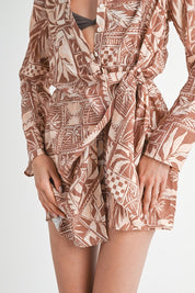 Emory Park Tropical Print Side Wrap Mini Dress Mini Dresses