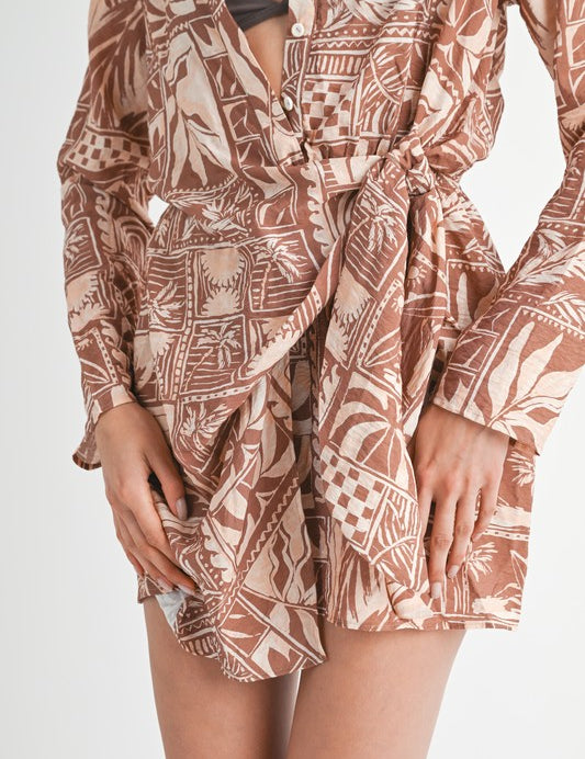 Emory Park Tropical Print Side Wrap Mini Dress Mini Dresses