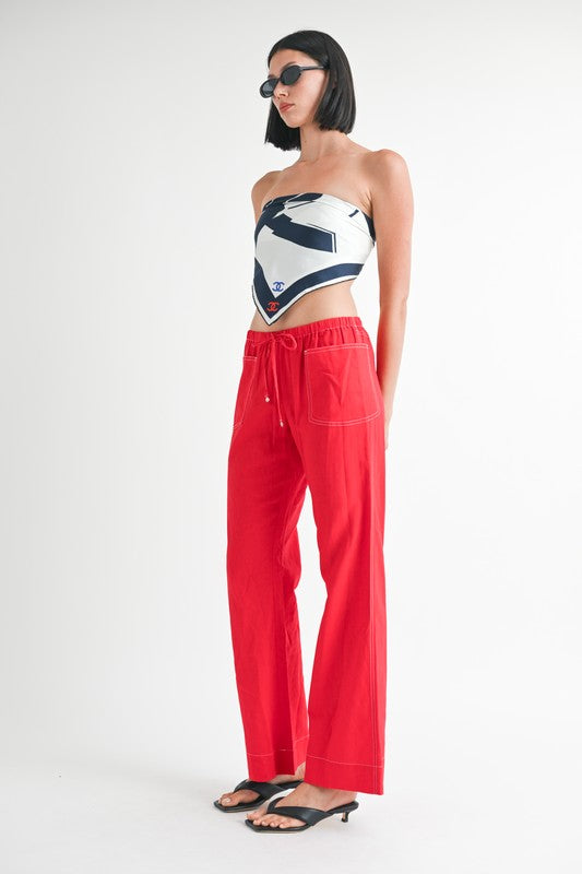 LINEN BOW TIE PANTS