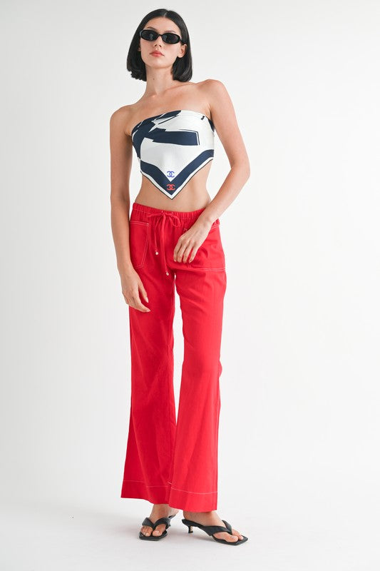 LINEN BOW TIE PANTS