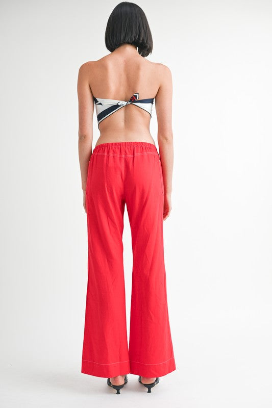 LINEN BOW TIE PANTS