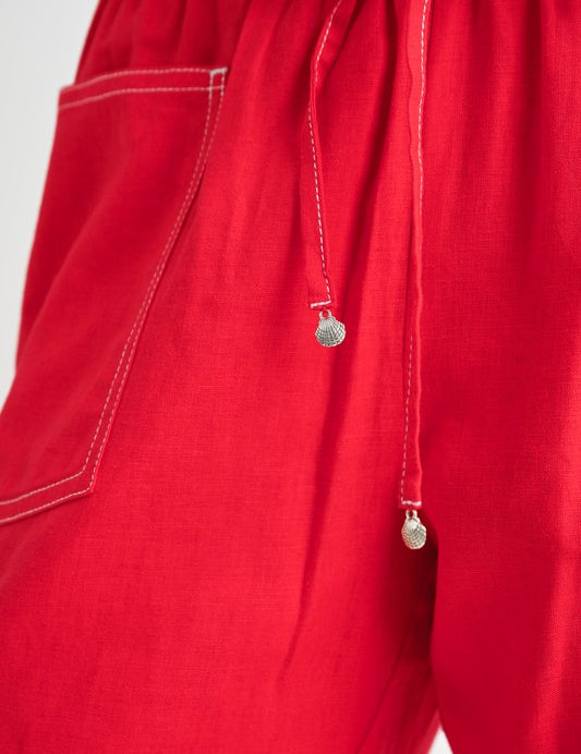 Linen Waist Tie Pants | Pants Daverri Fashions