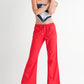 LINEN BOW TIE PANTS RED
