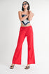 LINEN BOW TIE PANTS RED