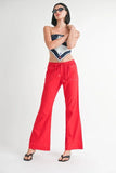 Linen Waist Tie Pants - DAVERRI FASHIONS