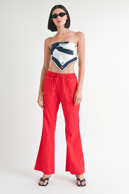 LINEN BOW TIE PANTS