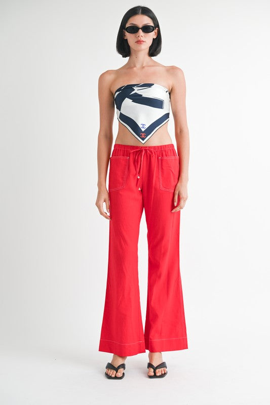 LINEN BOW TIE PANTS