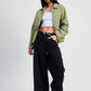 LONG SLEEVE COLLARED DENIM JACKET