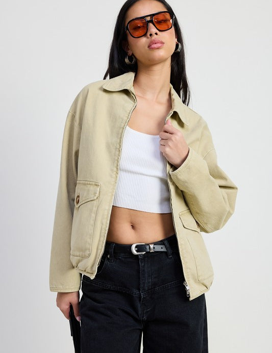 Cotton Denim Jacket SAND