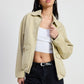 LONG SLEEVE COLLARED DENIM JACKET SAND