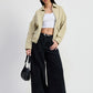 LONG SLEEVE COLLARED DENIM JACKET