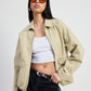 LONG SLEEVE COLLARED DENIM JACKET