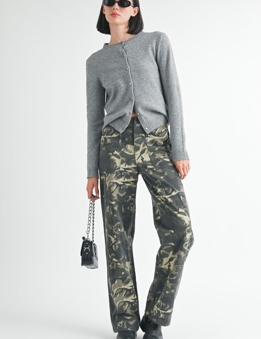 STRAIGHT LEG PANTS WITH POCKETS VINTAGE CAMO