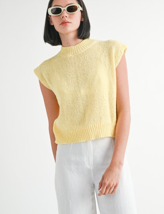 SLEEVELESS SWEATER TOP PALE YELLOW