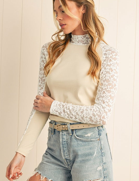 Crochet Floral Lace Patchwork Long Sleeve Slim Top | Knit Tops Daverri Fashions