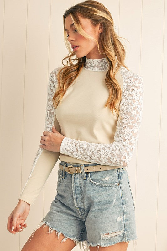 Crochet Floral Lace Patchwork Long Sleeve Slim Top | Knit Tops Daverri Fashions