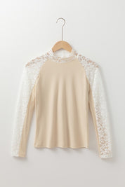 Crochet Floral Lace Patchwork Long Sleeve Slim Top | Knit Tops Daverri Fashions