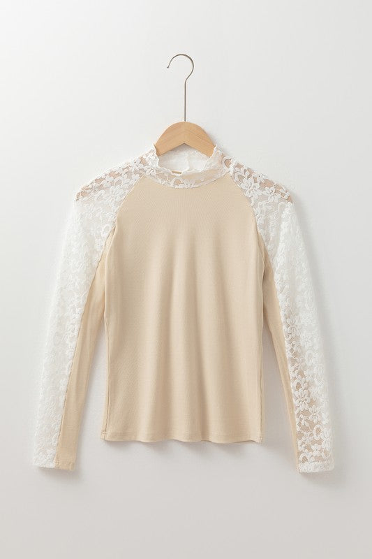 Crochet Floral Lace Patchwork Long Sleeve Slim Top | Knit Tops Daverri Fashions