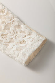 Crochet Floral Lace Patchwork Long Sleeve Slim Top | Knit Tops Daverri Fashions