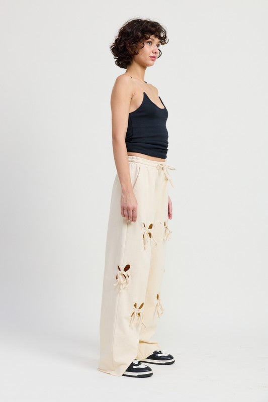 French Terry Pants with Cutout Detail Lounge Pants