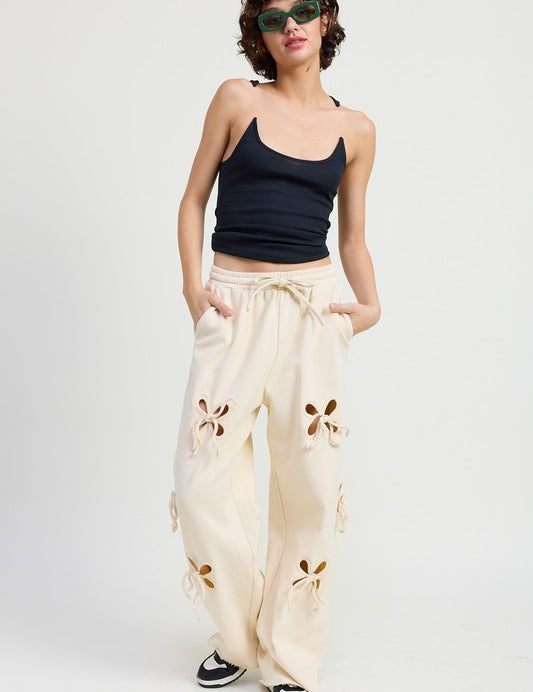 French Terry Pants with Cutout Detail IVORY Lounge Pants