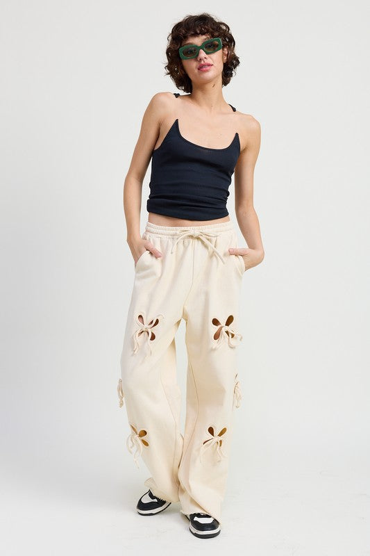 French Terry Pants with Cutout Detail IVORY Lounge Pants