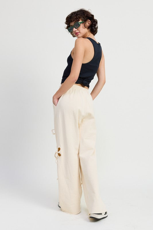 French Terry Pants with Cutout Detail Lounge Pants